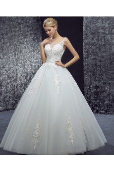 Lace, Tulle Scoop Floor Length Sleeveless Ball Gown Dress with Sequins