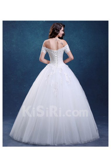 Tulle Off-the-Shoulder Floor Length Ball Gown Dress with Sequins