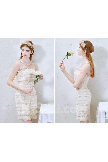 Chiffon Scoop Mini/Short Sleeveless Sheath Dress with Sequins