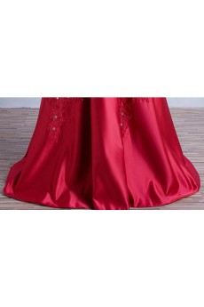 Satin Jewel Floor Length Sleeveless A-line Dress with Bow, Beads