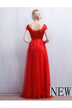 Tulle, Lace Scoop Floor Length Cap Sleeve A-line Dress with Sequins