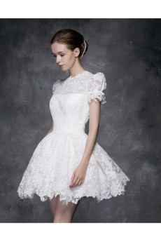 Lace, Satin Jewel Mini/Short Balloom Ball Gown Dress with Embroidered