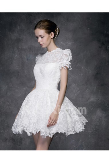 Lace, Satin Jewel Mini/Short Balloom Ball Gown Dress with Embroidered