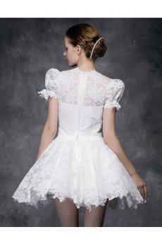 Lace, Satin Jewel Mini/Short Balloom Ball Gown Dress with Embroidered