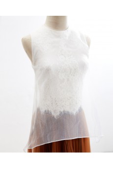 Lace, Tulle, Chiffon Jewel Ankle-Length Sleeveless A-line Dress