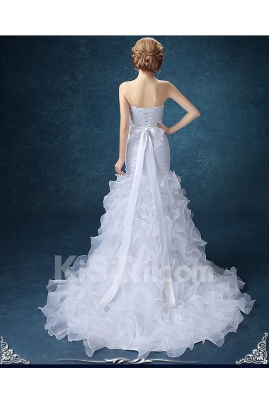 Chiffon Sweetheart Chapel Train Sleeveless Mermaid Dress with Rhinestone