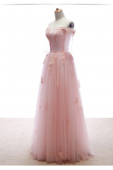 Lace, Tulle Off-the-Shoulder Floor Length Half Sleeve A-line Dress