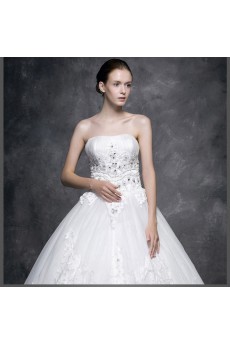 Lace, Satin, Tulle Halter Floor Length Sleeveless Ball Gown Dress with Rhinestone, Beads