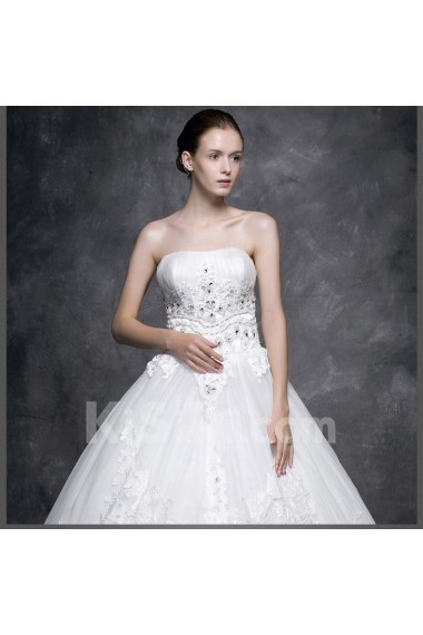 Lace, Satin, Tulle Halter Floor Length Sleeveless Ball Gown Dress with Rhinestone, Beads