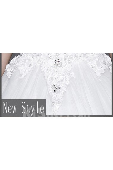 Lace, Satin, Tulle Halter Floor Length Sleeveless Ball Gown Dress with Rhinestone, Beads