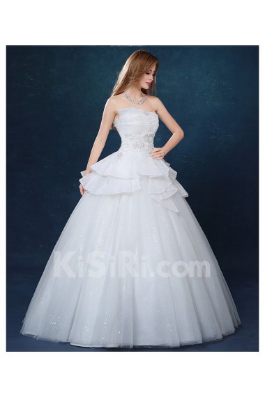 Tulle, Lace Scallop Floor Length Sleeveless Ball Gown Dress with Rhinestone