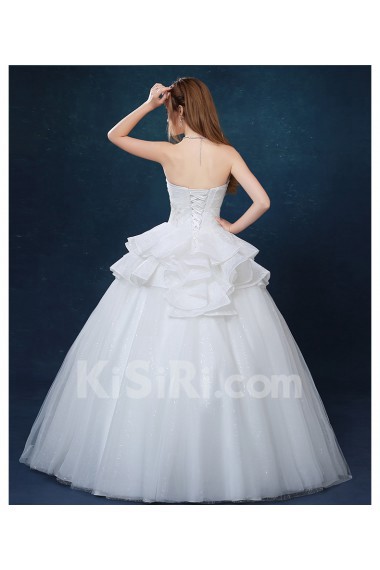 Tulle, Lace Scallop Floor Length Sleeveless Ball Gown Dress with Rhinestone