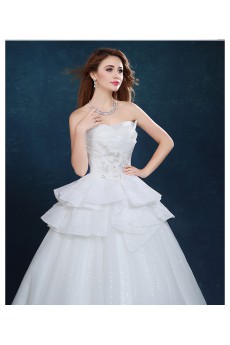 Tulle, Lace Scallop Floor Length Sleeveless Ball Gown Dress with Rhinestone