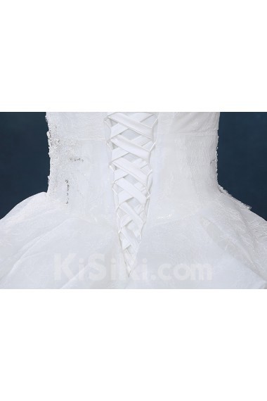 Tulle, Lace Scallop Floor Length Sleeveless Ball Gown Dress with Rhinestone