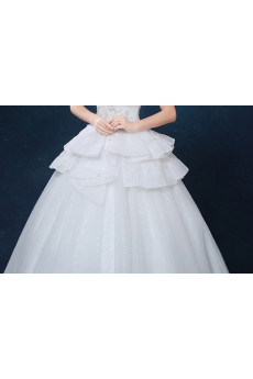 Tulle, Lace Scallop Floor Length Sleeveless Ball Gown Dress with Rhinestone