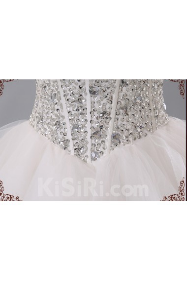 Net Sweetheart Chapel Train Sleeveless Ball Gown Dress with Sequins, Rhinestone