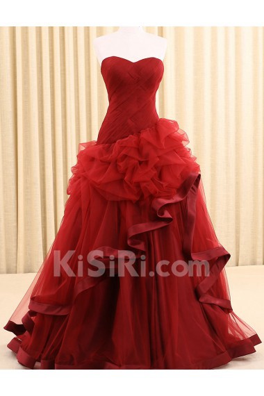 Tulle Sweetheart Floor Length Sleeveless Ball Gown Dress with Ruched