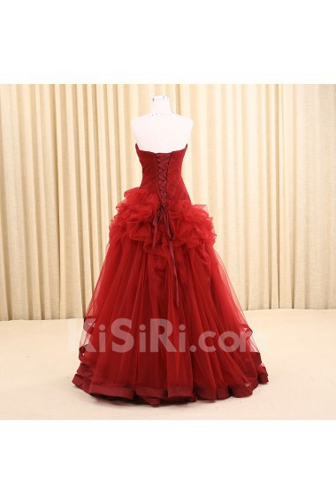 Tulle Sweetheart Floor Length Sleeveless Ball Gown Dress with Ruched