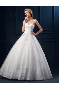 Tulle, Lace Sweetheart Floor Length Sleeveless Ball Gown Dress with Beads