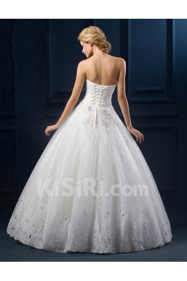 Tulle, Lace Sweetheart Floor Length Sleeveless Ball Gown Dress with Beads