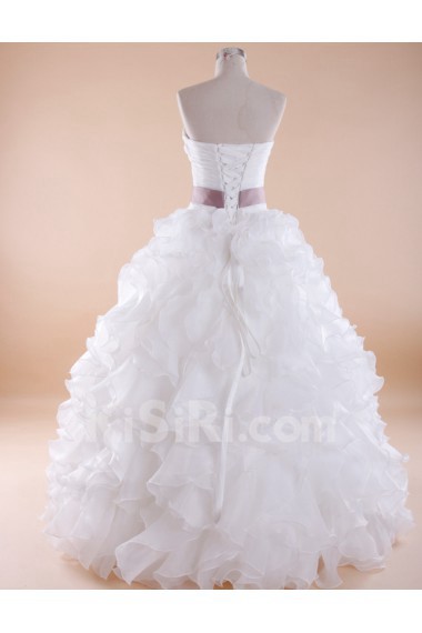 Tulle, Satin Sweetheart Floor Length Sleeveless Ball Gown Dress with Bead, Rhinestone