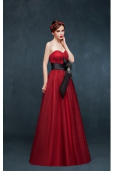 Chiffon Sweetheart Floor Length Sleeveless A-line Dress with Bow, Rhinestone