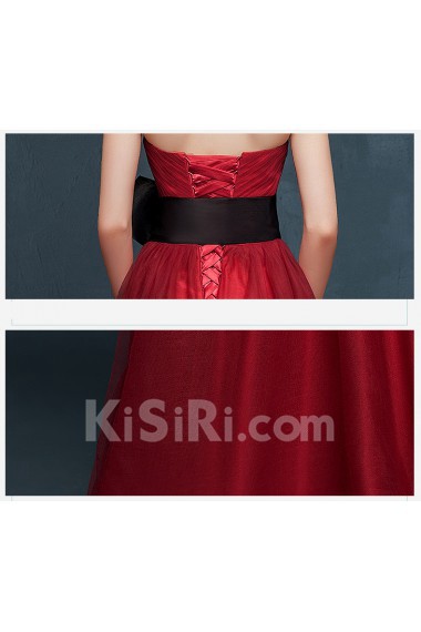 Chiffon Sweetheart Floor Length Sleeveless A-line Dress with Bow, Rhinestone