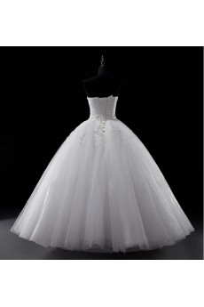 Lace, Tulle, Satin Strapless Floor Length Sleeveless(Removable Sleeves) Ball Gown Dress with Beads