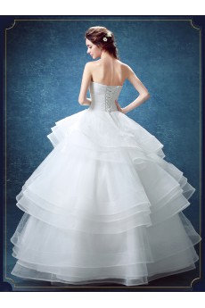 Organza Sweetheart Floor Length Sleeveless Ball Gown Dress with Rhinestone