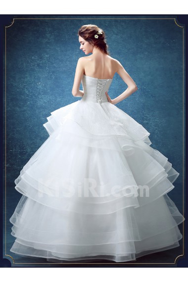 Organza Sweetheart Floor Length Sleeveless Ball Gown Dress with Rhinestone