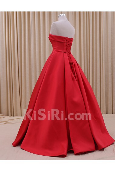 Tulle, Satin Strapless Floor Length Sleeveless Ball Gown Dress with Bow