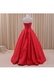 Tulle, Satin Strapless Floor Length Sleeveless Ball Gown Dress with Bow