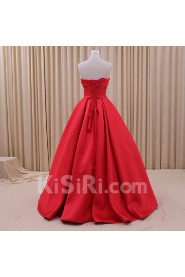 Tulle, Satin Strapless Floor Length Sleeveless Ball Gown Dress with Bow