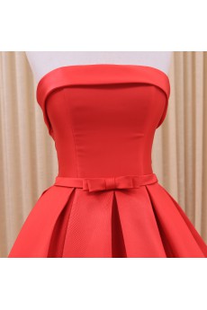 Tulle, Satin Strapless Floor Length Sleeveless Ball Gown Dress with Bow