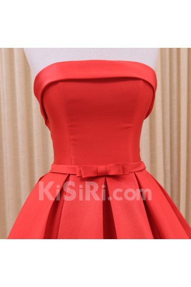 Tulle, Satin Strapless Floor Length Sleeveless Ball Gown Dress with Bow