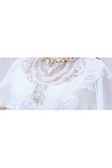 Lace, Chiffon, Tulle High Collar Ankle-Length A-line Dress