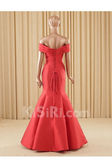 Satin Off-the-Shoulder Floor Length Mermaid Dress