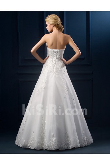 Tulle, Lace Sweetheart Floor Length Sleeveless A-line Dress with Rhinestone