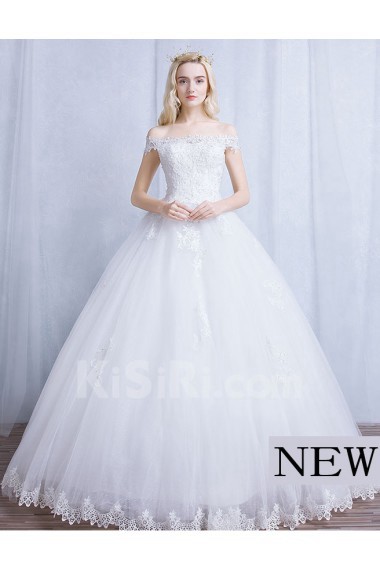 Tulle, Lace Off-the-Shoulder Floor Length Ball Gown Dress with Sequins