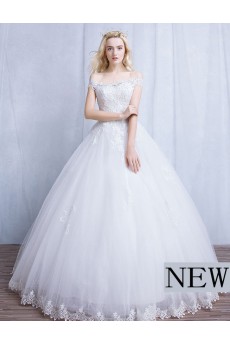 Tulle, Lace Off-the-Shoulder Floor Length Ball Gown Dress with Sequins