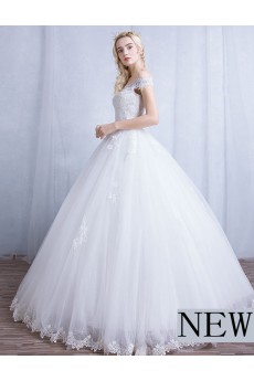 Tulle, Lace Off-the-Shoulder Floor Length Ball Gown Dress with Sequins