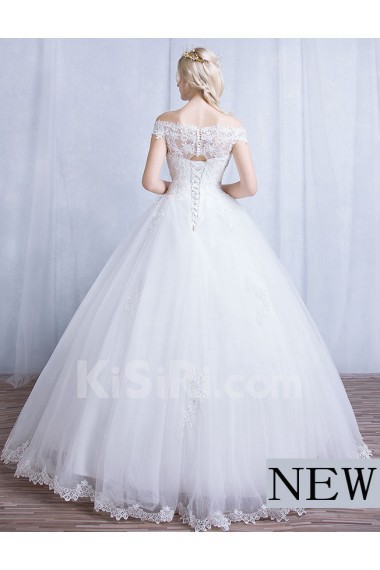 Tulle, Lace Off-the-Shoulder Floor Length Ball Gown Dress with Sequins