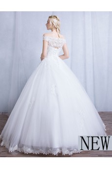 Tulle, Lace Off-the-Shoulder Floor Length Ball Gown Dress with Sequins