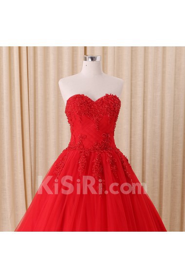 Organza Sweetheart Floor Length Sleeveless Ball Gown Dress with Beads