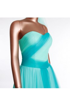 Tulle, Satin Sweetheart Floor Length Sleeveless A-line Dress with Handmade Flowers