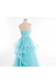 Tulle, Satin Sweetheart Floor Length Sleeveless A-line Dress with Rhinestone