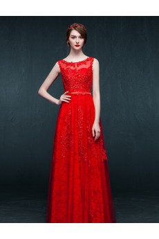 Satin, Lace Scoop Floor Length Cap Sleeve A-line Dress with Sequins, Sash