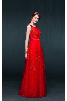 Satin, Lace Scoop Floor Length Cap Sleeve A-line Dress with Sequins, Sash