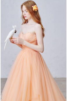 Tulle Sweetheart Sweep Train Sleeveless A-line Dress with Ruched