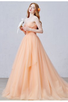 Tulle Sweetheart Sweep Train Sleeveless A-line Dress with Ruched